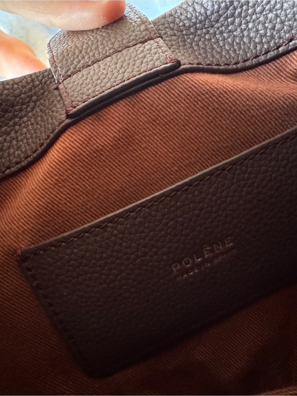 Polène Brown Pebbled Leather Mini Shoulder Bag with Gold-Tone Clasp - Picture 6 of 7